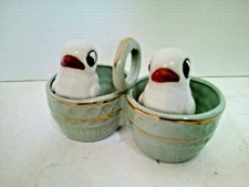 SALERON  FORME PANIER AVEC OISEAU PORCELAINE GERMANY ANCIEN