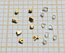 8 Pépites d'or + 8 diamants bruts  / Gold Nuggets + Diamonds