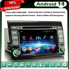 64GB Android 14 DVD CarPlay Autoradio GPS Navi pour Fiat Bravo DAB+ Wifi DSP TNT