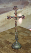 CRUCIFIX XIX ème « SOUVENIR DE LA MISSION  Angelot  et vierge Bronze