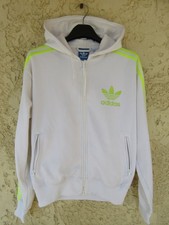 Veste à capuche ADIDAS rétro vintage sport TREFOIL jacket blanc jaune fluo M