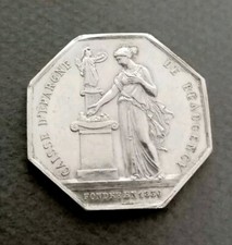 Ancien Jeton De Caisse D'épargne 1874 En Argent Massif.