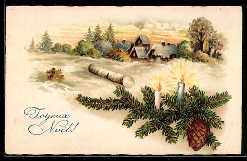Carte postale neige fête - , du