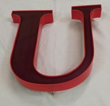 Lettre U Enseigne Magasin Loft Vintage 60'  Plastique Et Plexiglass / H 41 cm