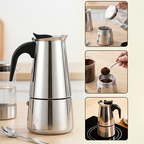 Stainless steel moka pot - stainless,