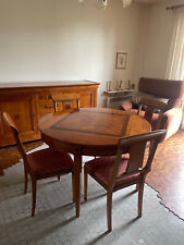 Table en merisier massif avec rallonges + 4 chaises tapissées