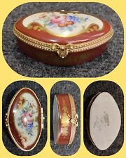 Jolie Petite Boîte Porcelaine Et Laiton Signée Fin XIXe Début XXe