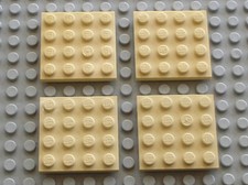 4 x Plaque plate Tan 4x4 LEGO