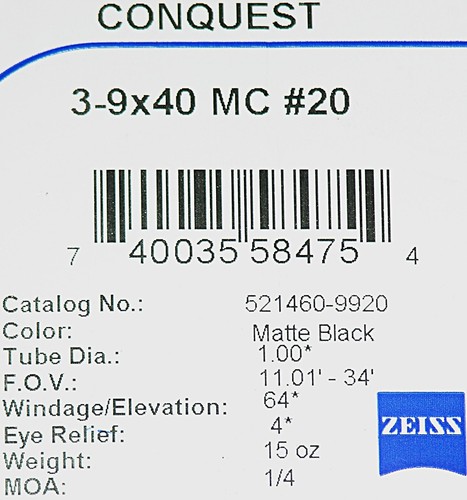 Zeiss conquest 9x40 20 - mc, #20