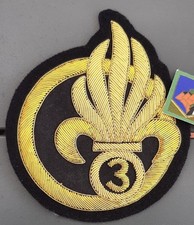 Patch vétérans Légion Etrangère 3° REI 10x11,5  cm Cannetille or ORIGINAL