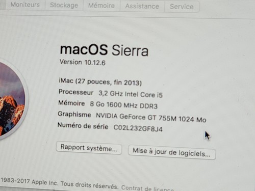Imac pouces i5 - 27, go