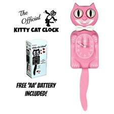 PINK SATIN KITTY CAT CLOCK