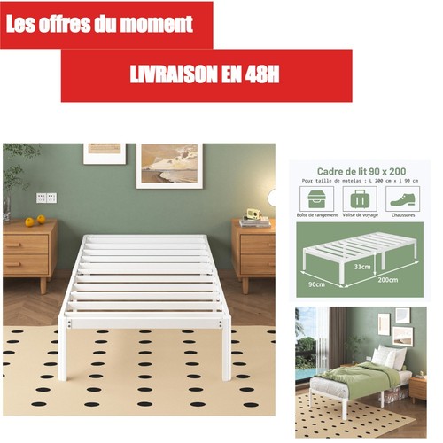 Lit place 90x200 métal - lit,