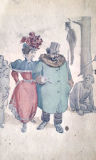 Caricature Belle Epoque dessin original aquarelle humour La joie de vivre