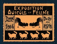 VIGNETTE Lyon exposition avicole et féline chat et volaille poule coq Mai 1914