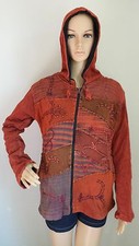 FJ5 COTTON FLEECE JACKET NEPAL : Handmade Ribs Floral Hippie Boho Coat M or L
