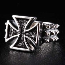 Bague croix en fer épine en argent sterling