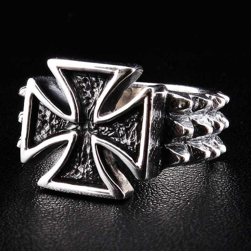 Bague croix fer épine - épine, en
