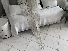 Linge Ancien Rideau En Lin Brodé Dentelle Richelieu Napoleon lll 1850/1900