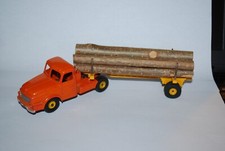 DINKY SUPERTOYS WILLEME REF 36 AVEC REMORQUE PORTE BOIS ROUES CONCAVES