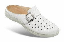 HELVESKO Mules sabots légers cuir blanc Taille 38