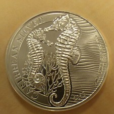 Barbados 1$ Seahorse 2019 1 oz silver 99.9% silver coin  (within a zip)