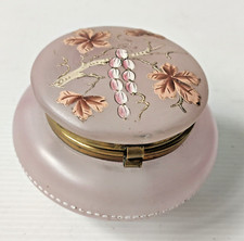 BONBONNIERE ROSE VERRE GIVRE DECOR FLORAL EMAILLE ART NOUVEAU