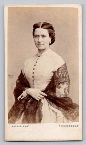 Cdv 1870 femme châle - châle, noir