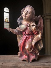 Ange bois sculpté doré et polychrome-Hispano Flamand-17ème (Statue)