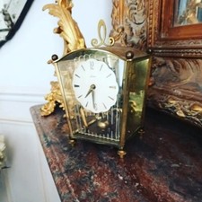 Rare Pendule 400 jours SILVOZ en Verre gravé et Laiton  vers 1950