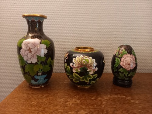 Vases oeuf cloisonné - 2, vases,