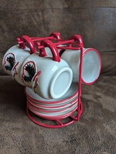 Lot tasse à café X4 Avec soucoupe et support alsace décor cigogne coffee cup