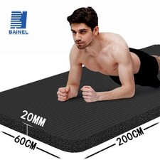 Tapis de Yoga Extra Long et Epais 20mm Noir Fitness Sport Antiderapant Gym