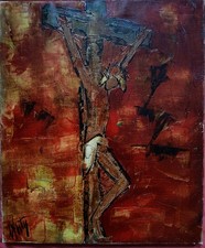 Extraordinaire huile par Henri D'Anty 1910-1998 " le Christ sur la croix  "