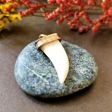 Pendentif Charme Ancien Plaqué Or Rose Poinçon Fix 25x13mm Forme Corne Ou Dent