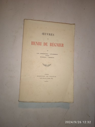 Oeuvres henri regnier - oeuvres, de