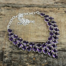 Collier En Argent Sterling 925 Fait Main En Améthyste Bijoux Pour Fête Cadeaux