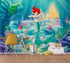 Papier Peint Disney Pour Chambre Fille Ariel Sirène Photo Murale Géante Verte