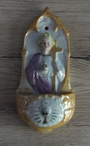 Ancien bénitier porcelaine - bénitier,