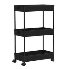 Chariot de Rangement 3 Niveaux, Desserte à roulettes, Appoint avec Paniers Év...