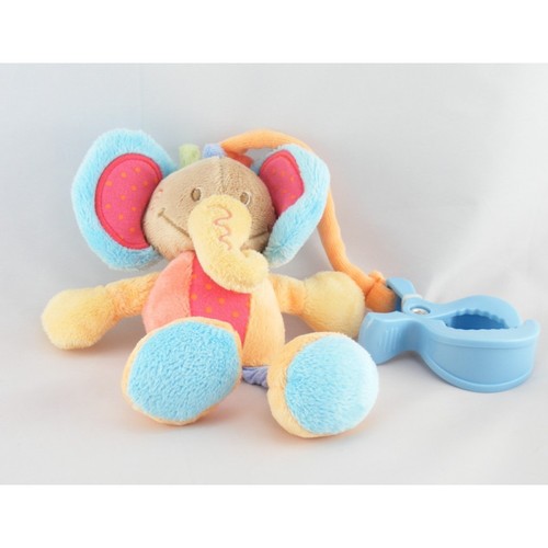 Doudou éléphant rose bleu