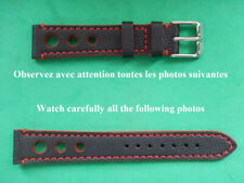 18 mm BRACELET RACING RALLYE NOIR  ET ROUGE BELLE QUALITÉ WATER RESISTANT