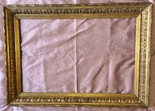 Cadre barbizon bois & stuc doré proche " Marine " Frise laurier feuille & perles