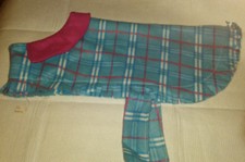 Tartan Winter Fleece Dog Coat  -Size XL -Color Baby Blue and Pink 