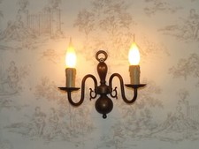 Applique murale vintage française double lumière bronze style flamand 5352