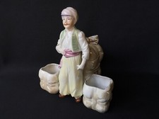 SERVICE À CONDIMENTS XIX ème PORCELAINE Statuette SULTAN Moutardier Sel Poivre