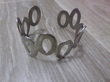 Bracelet manchette ouvert "ovales" acier blanc Marc Orian