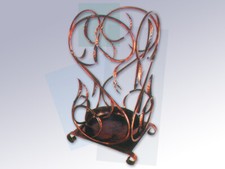 Porte-Ombrelles En Fer Forgé Carré Cuivré Avec Feuilles D'Entrée