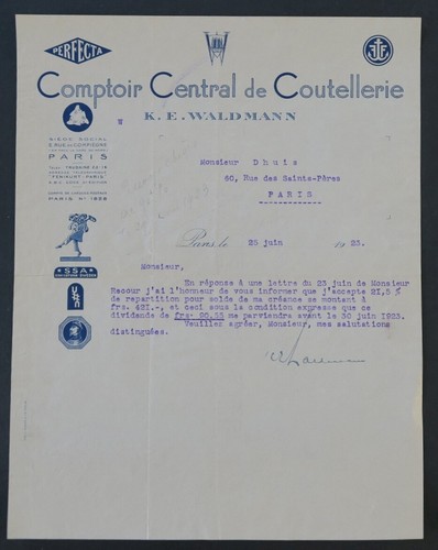 Facture 1923 perfecta comptoir - 1923,