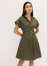 Robe Chemise En Coton Vert Olive Freemans UK 16